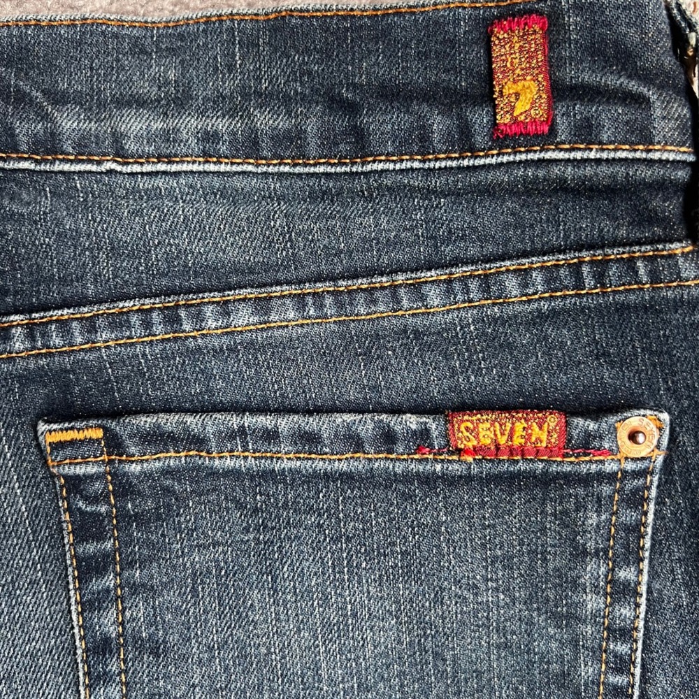 7 For All Mankind Jeans Womens 30 Blue Dark Wash Bootcut Stretch Denim USA 864